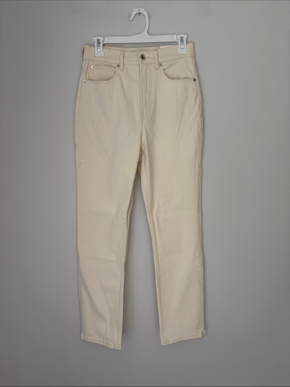 Everlane High-Rise Slim Straight Jeans in Ecru White 26 NWT